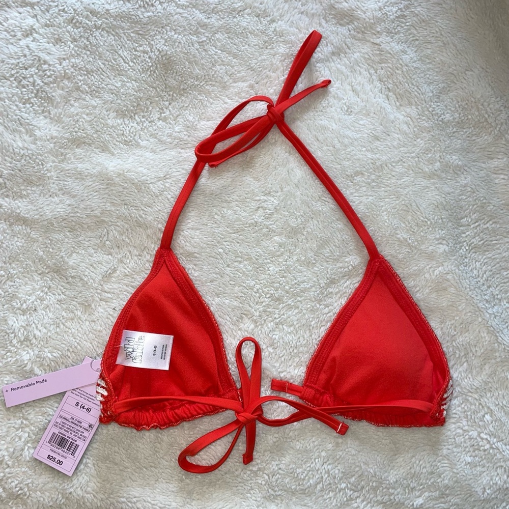 Wild Fable Striped Crochet with Center Ring Medium Coverage Triangle Bikini Top - Picture 4 of 6